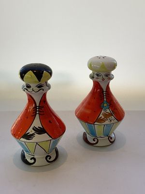Pair of Italian Hand Painted Salt &amp; Pepper Shakers