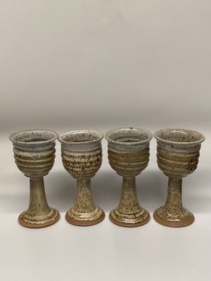 Studio Pottery Wine Goblets, set of 8