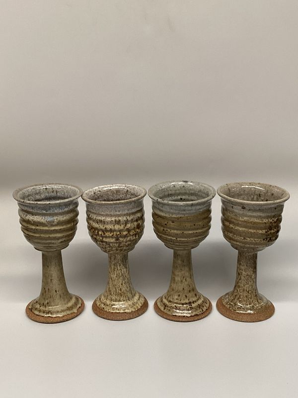 Studio Pottery Wine Goblets, set of 8