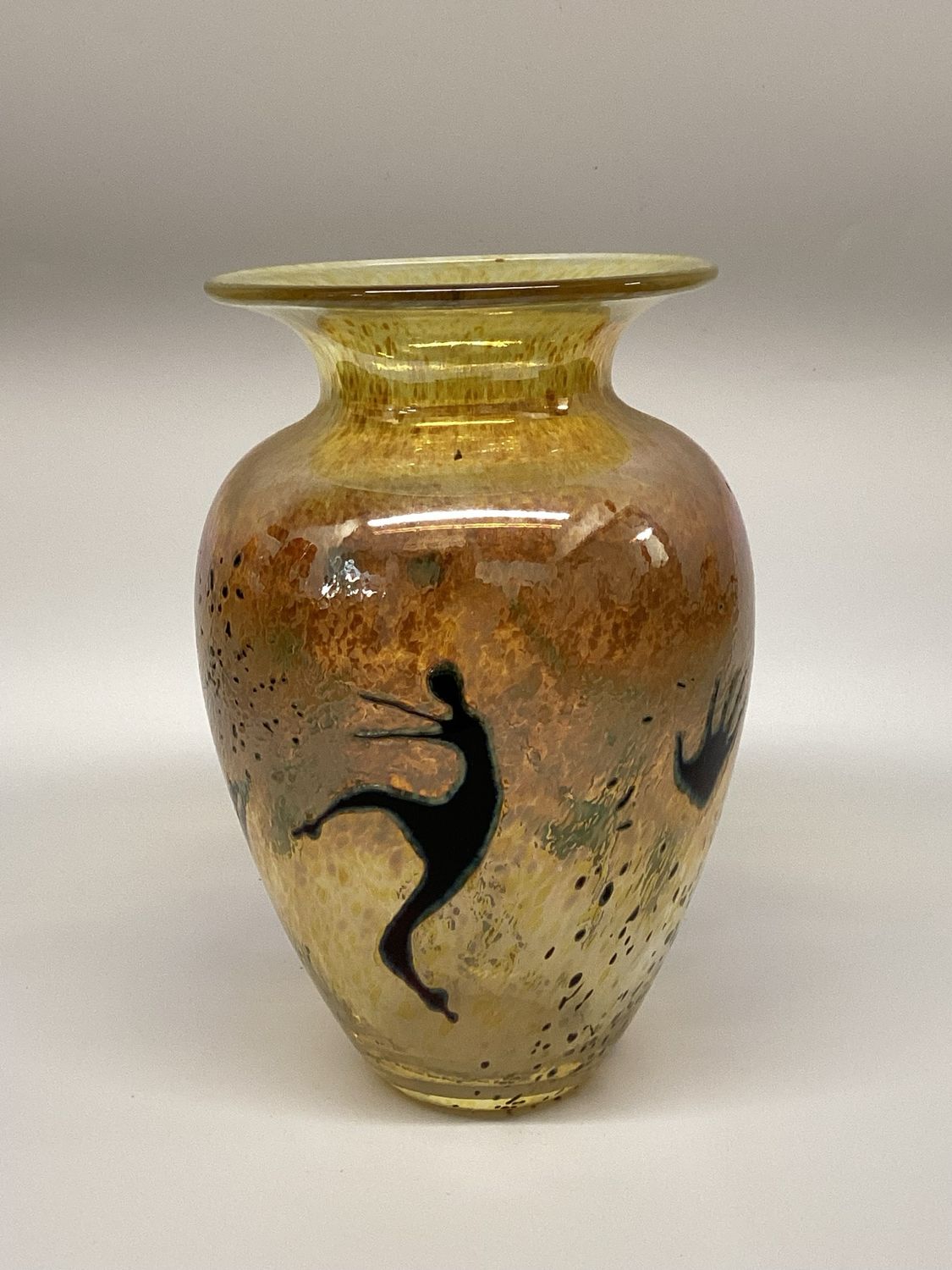 Hand Painted Studio Art Glass Vase