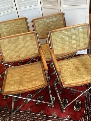 Chromcraft Woven Leather Directors Chairs, set of 4