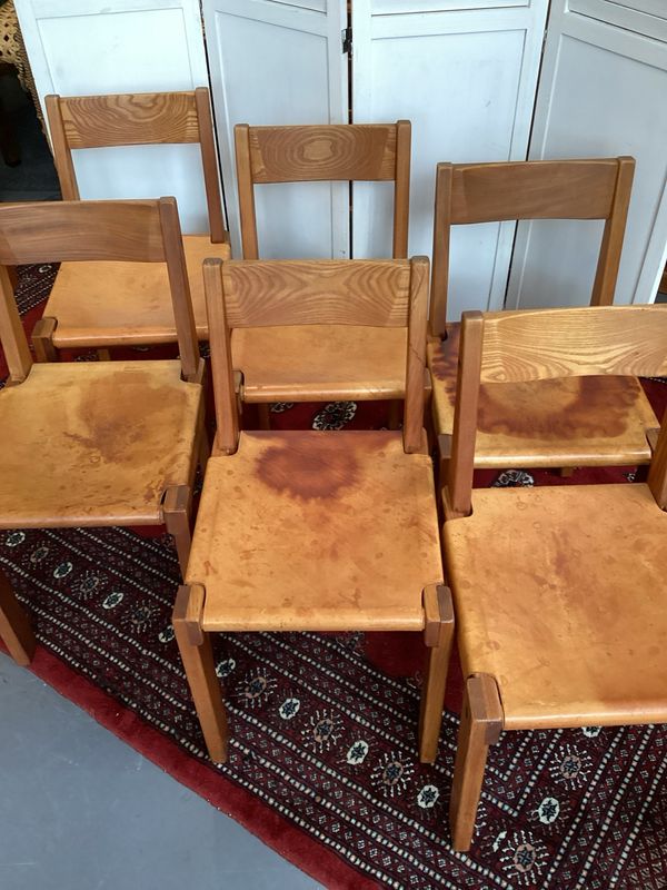 Pierre Chapo “S24” Dining Chairs, set of 6