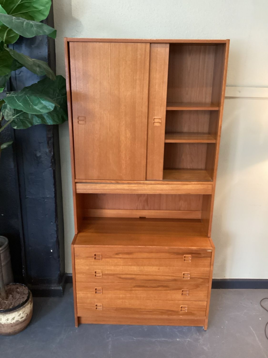 Danish Style Teak Two Piece Credenza