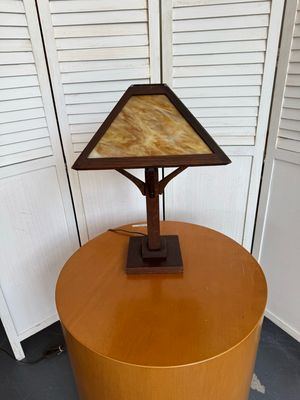 Arts and Crafts Mission Style Slag Glass Lamp