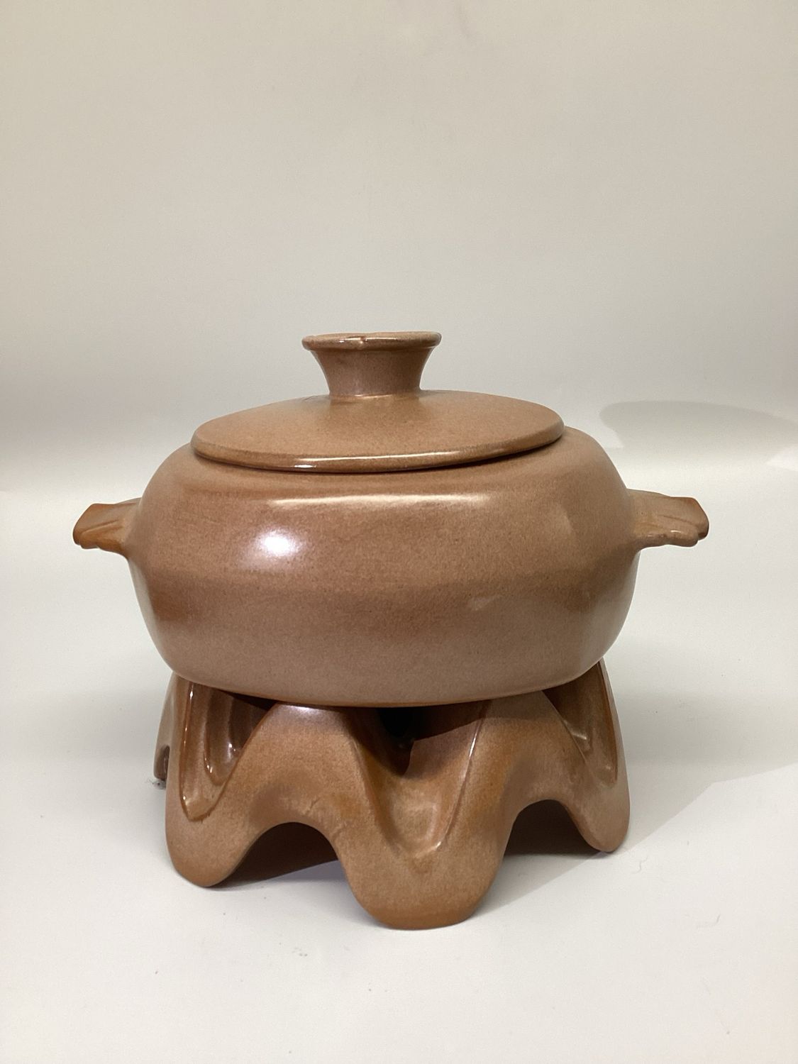 Frankoma Pottery Bean Pot with Warming Stand