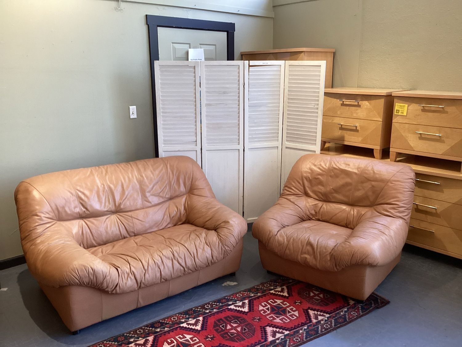 Italian Leather Armchair And Loveseat
