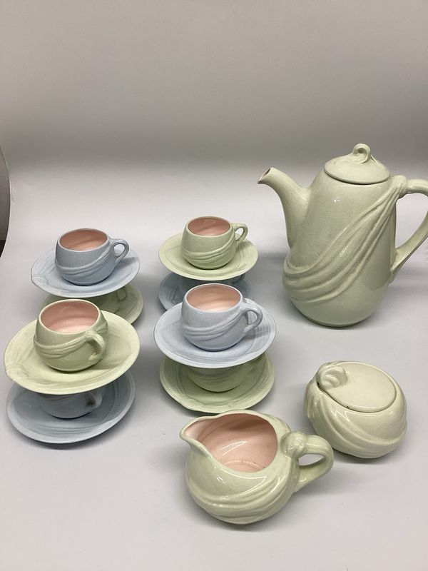 Sara Hume California Pottery Tea Set, 19 pieces