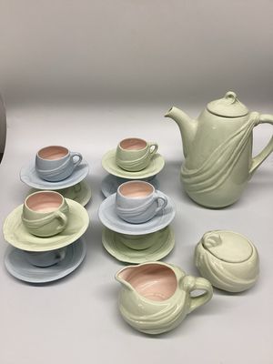 Sara Hume California Pottery Tea Set, 19 pieces