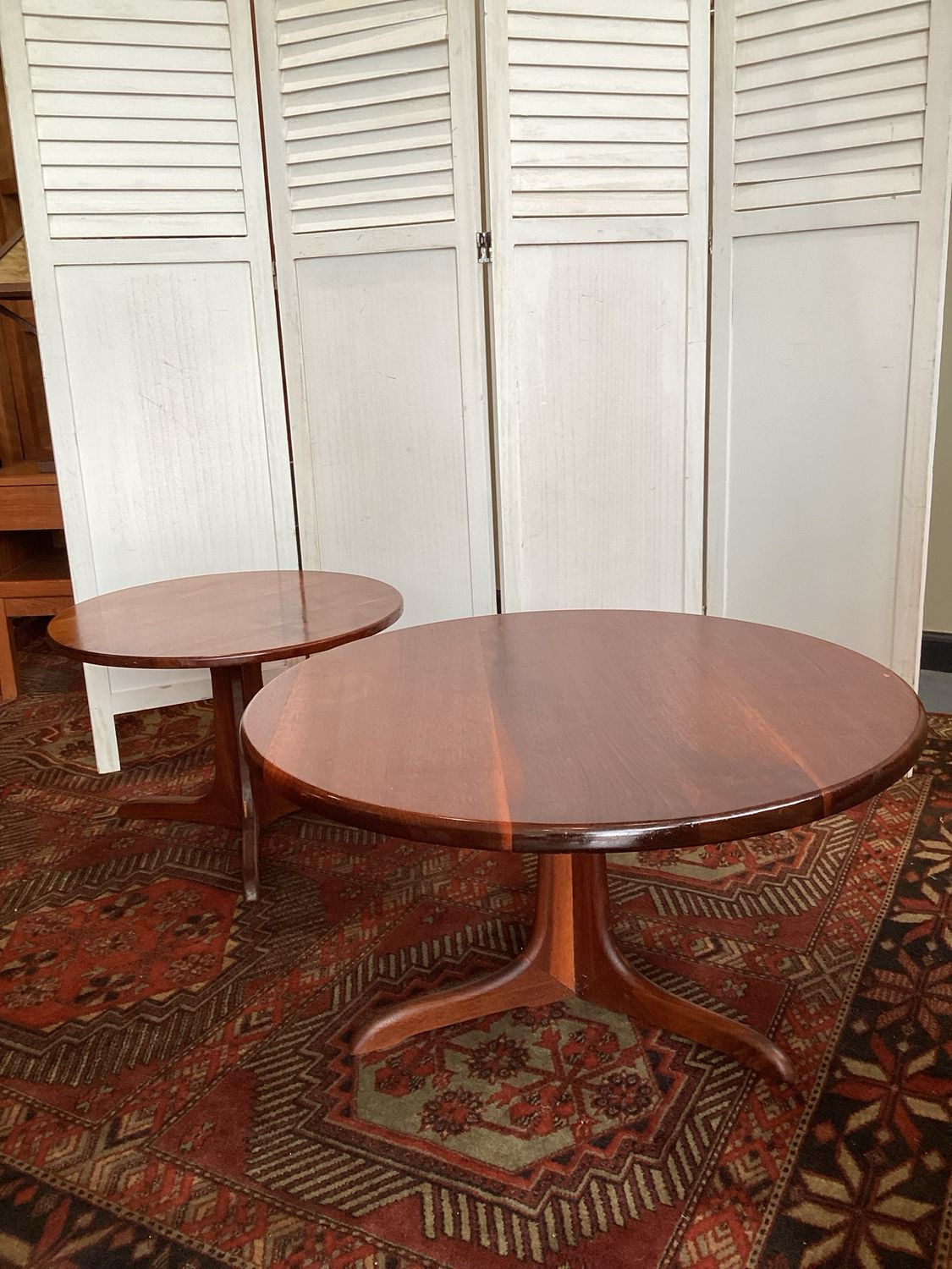 Round Mid Century Accent Tables, pair