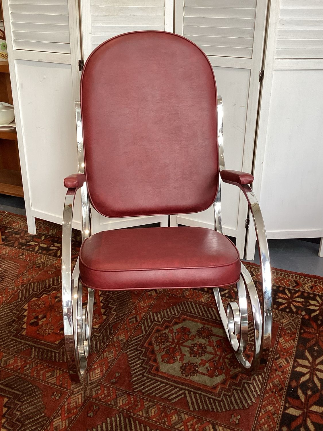 Chrome Rocking Chair with Red Vinyl
