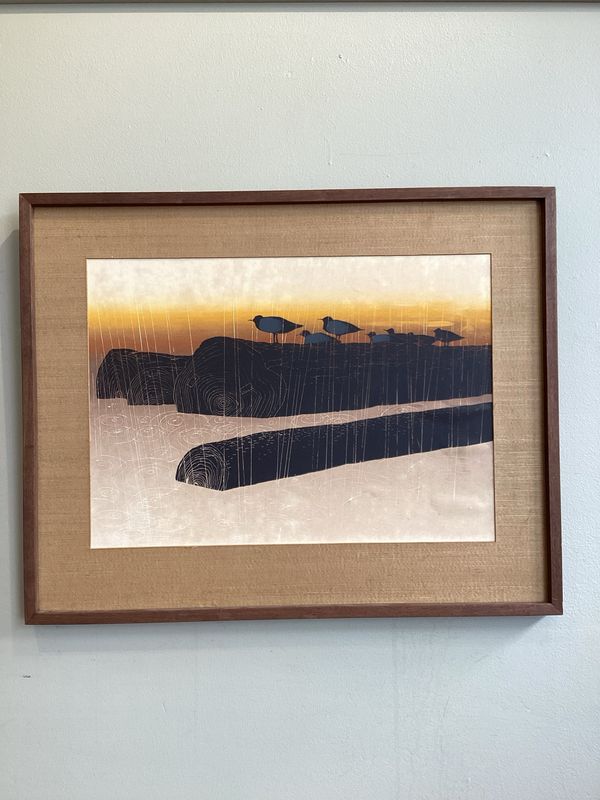 Elton Bennett &#39;Rain on River&#39; Original Print
