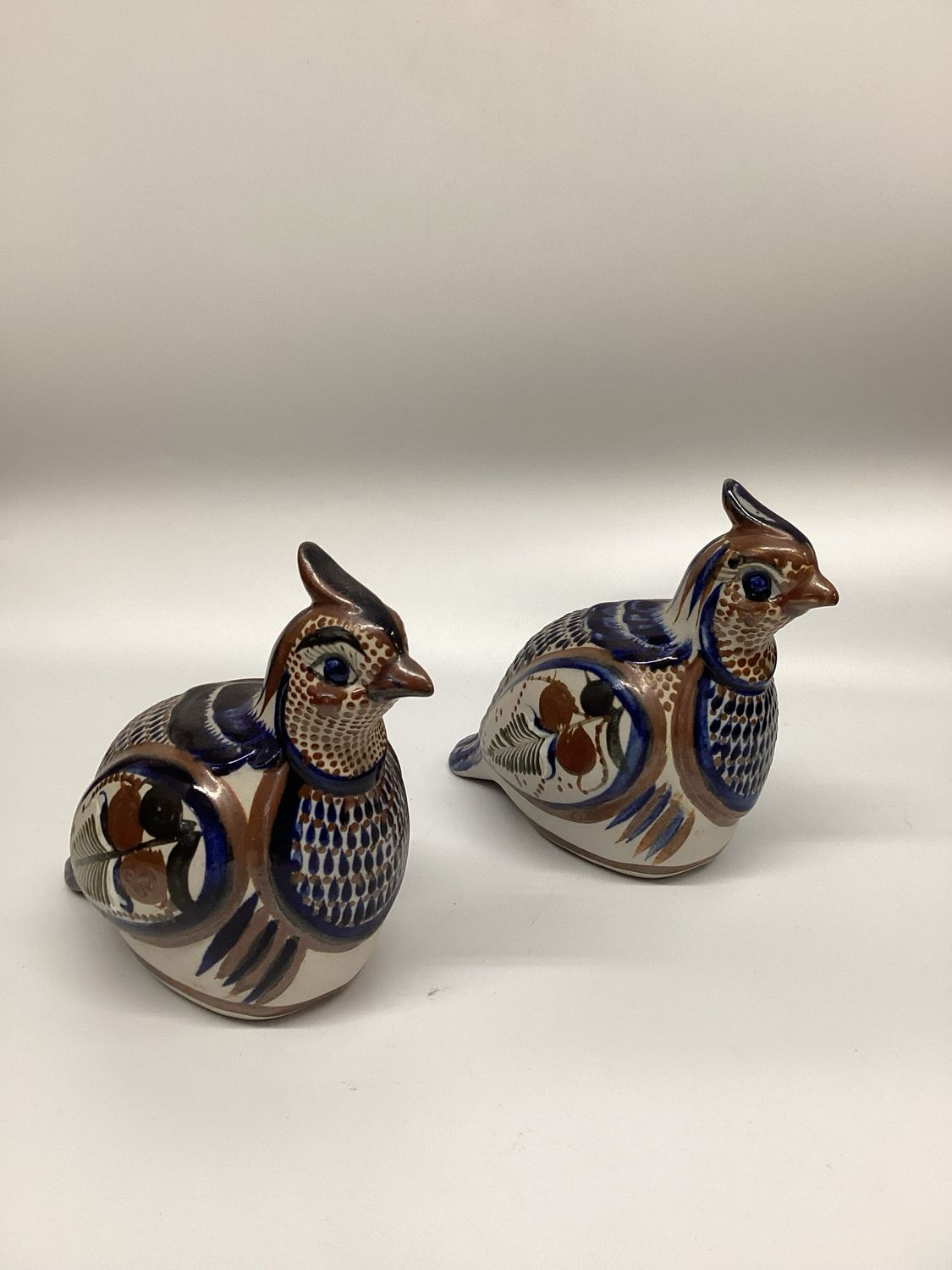 Tonala Mexican Pottery Birds, pair
