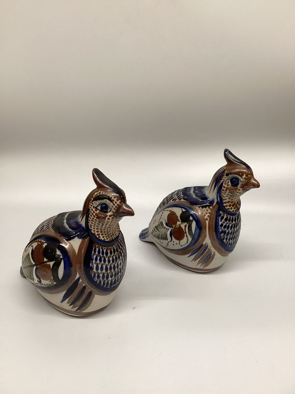 Tonala Mexican Pottery Birds, pair