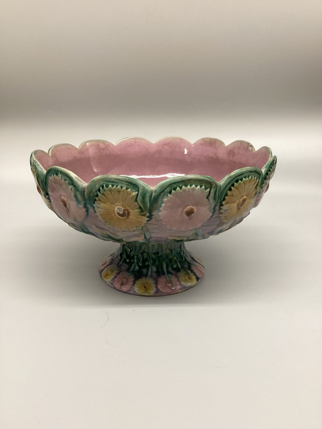 Etruscan Majolica Footed Bowl by Griffin, Smith &amp; Hill