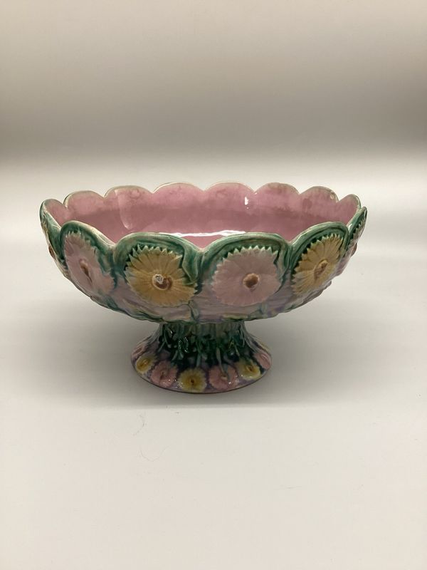 Etruscan Majolica Footed Bowl by Griffin, Smith &amp; Hill