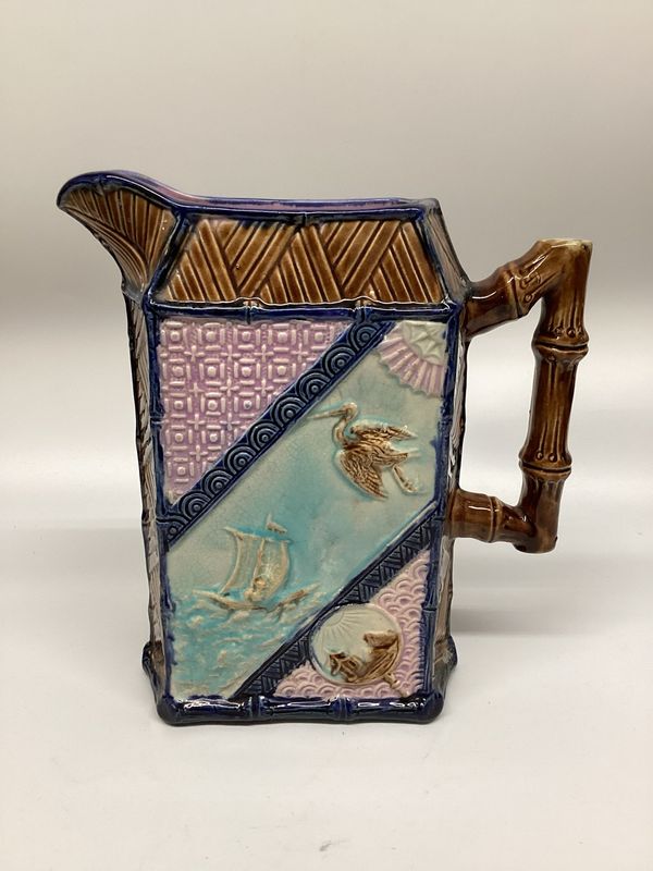 Majolica Pottery Bamboo Pitcher