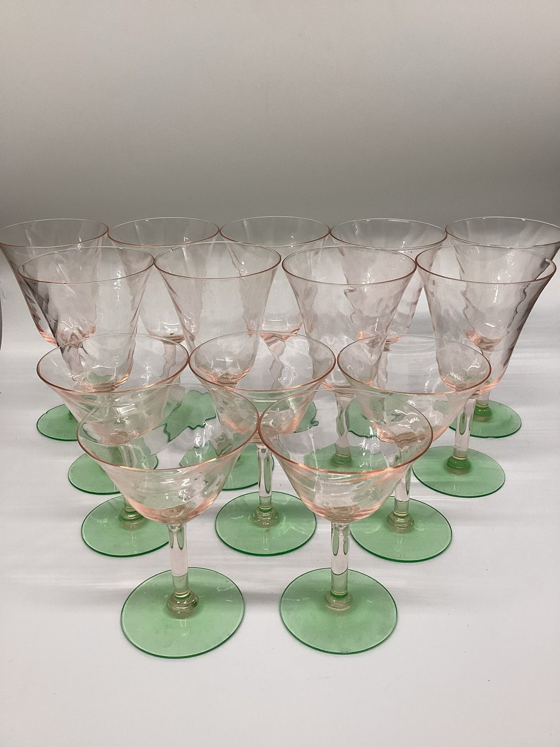 Uranium Oxide Watermelon Stemware, set of 14