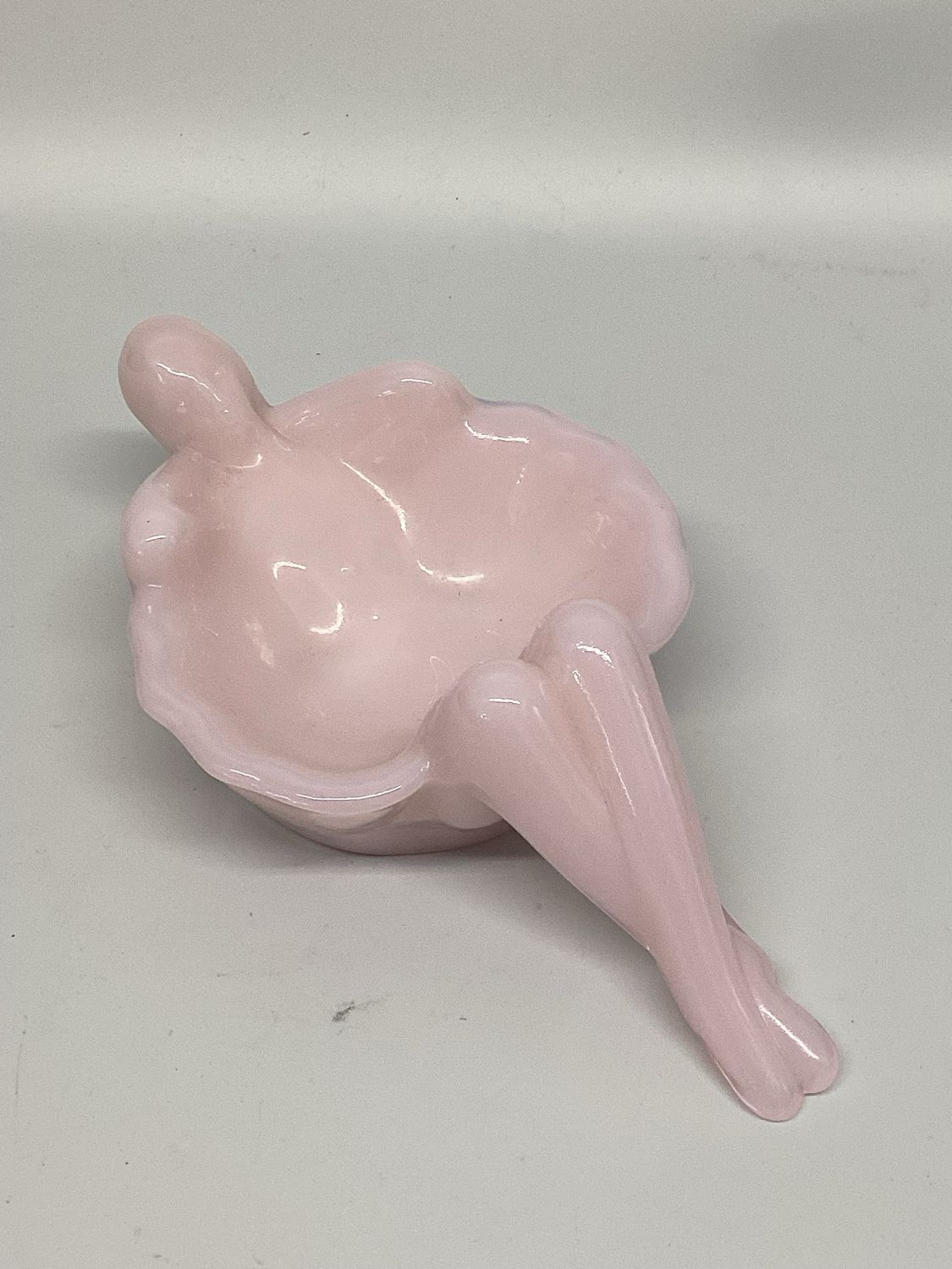 Pink Milk Glass Bathing Beauty Dish