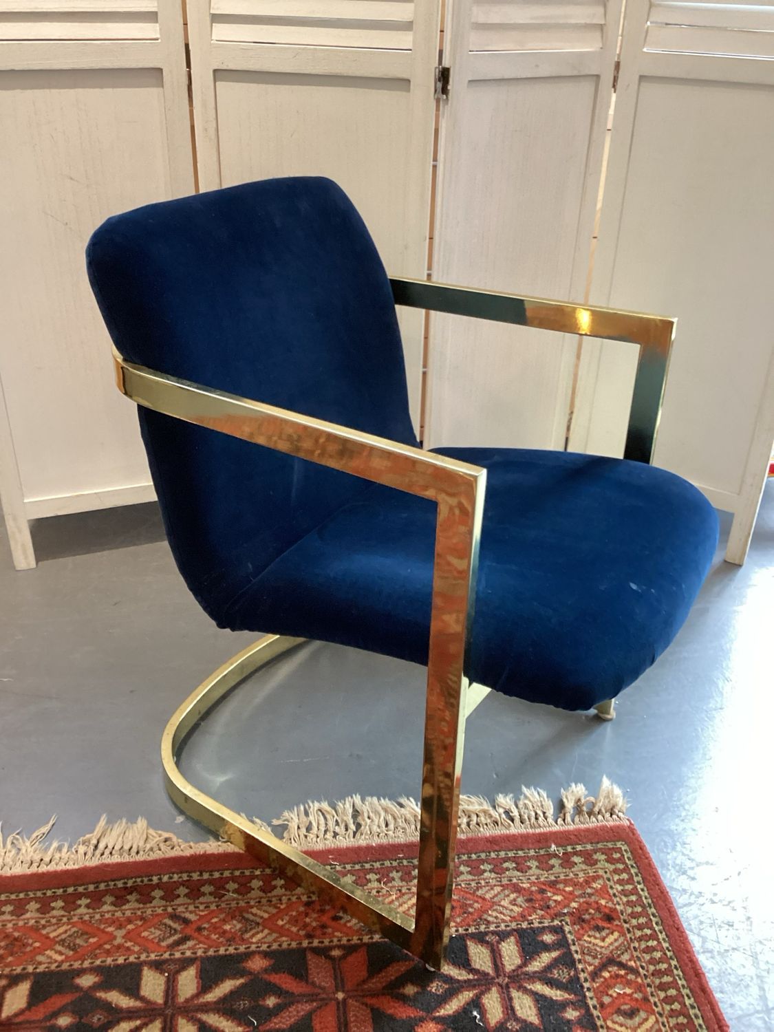 Milo Baughman Brass Cantilever Chair