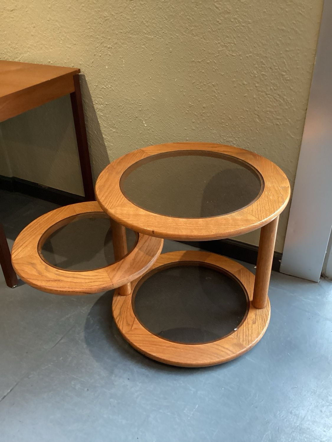 Three Tier Expandable Oak End Table