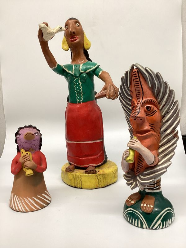 Original Primitive Folk Art Figurines, set of 3