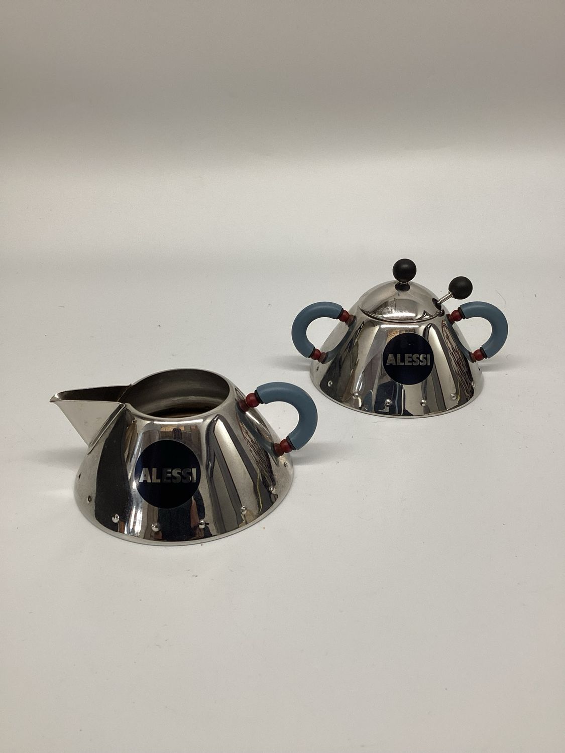 Alessi, Michael Graves Stainless Sugar Bowl and Creamer, set of 2