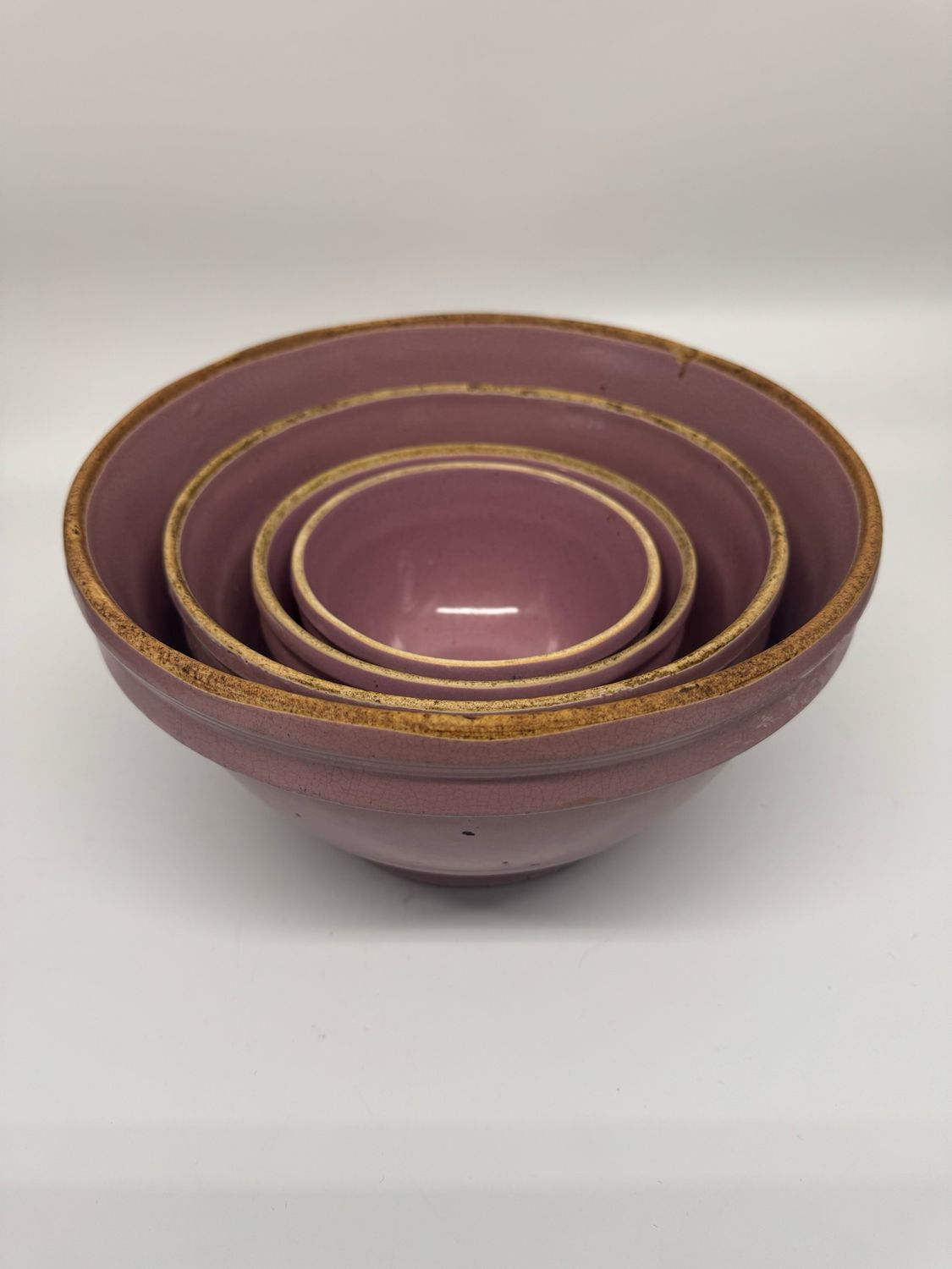 Lavender Yellow-Ware Nesting Bowls, set of 4