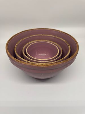 Lavender Yellow-Ware Nesting Bowls, set of 4