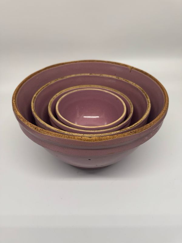 Lavender Yellow-Ware Nesting Bowls, set of 4