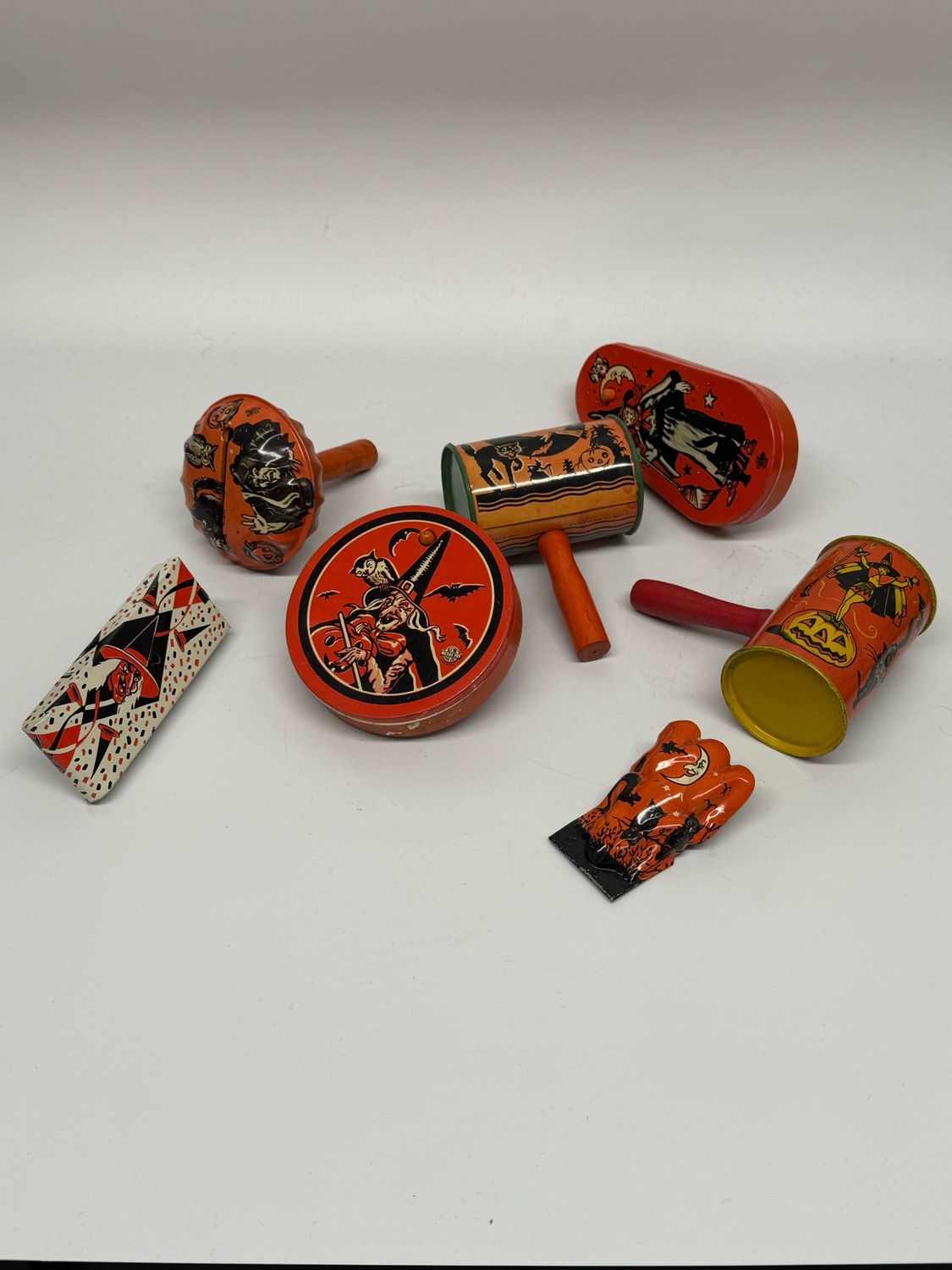Vintage Halloween Noisemaker Collection, set of 7