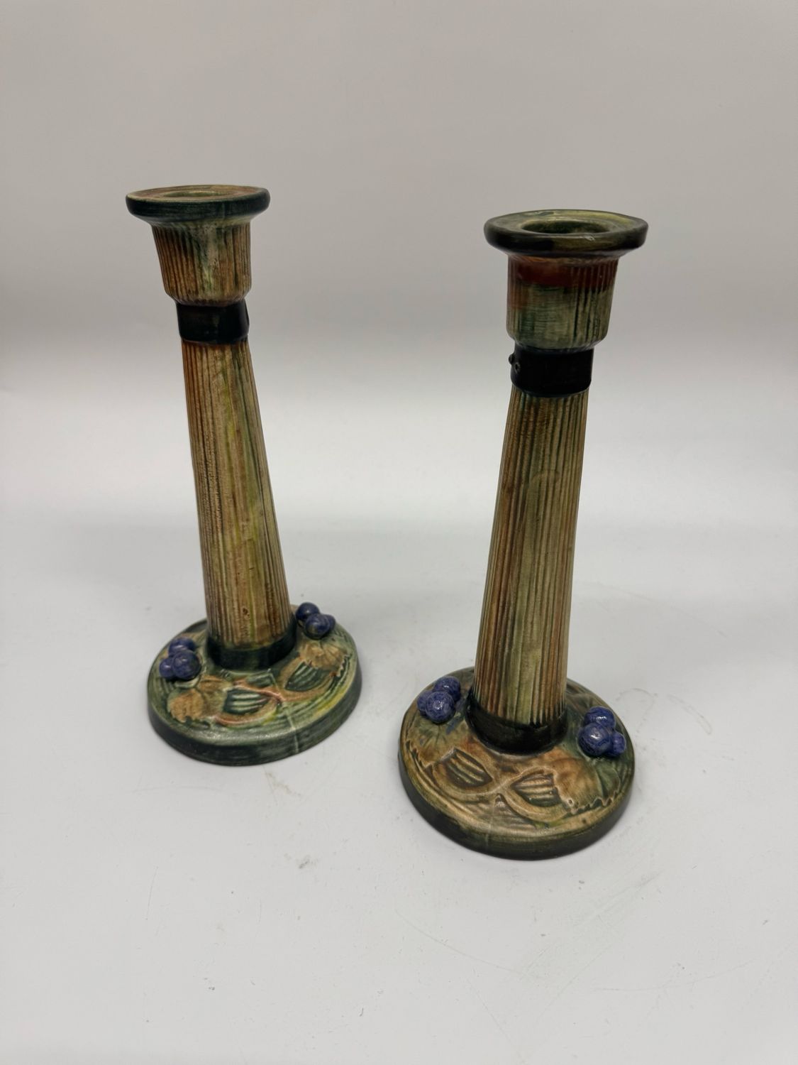 Weller Grape Candlesticks, pair
