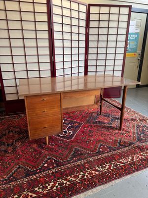 Mid Century Executive Desk with Cane Detail