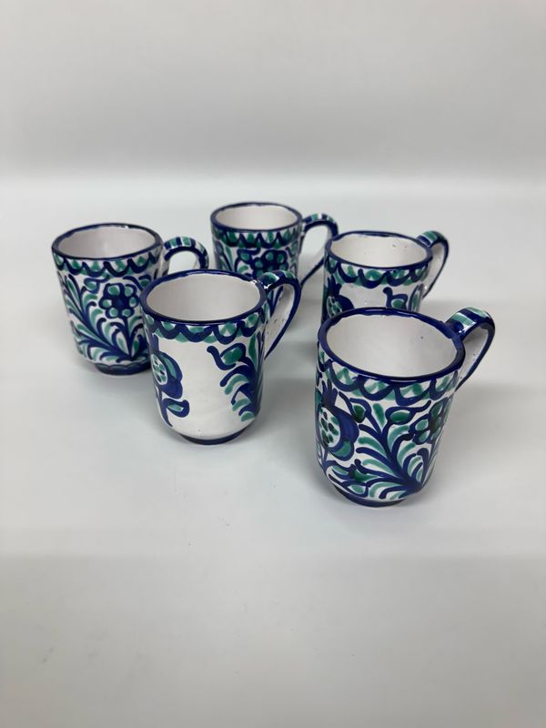 Fajalauza Spain Style Handpainted Mugs, set of 5