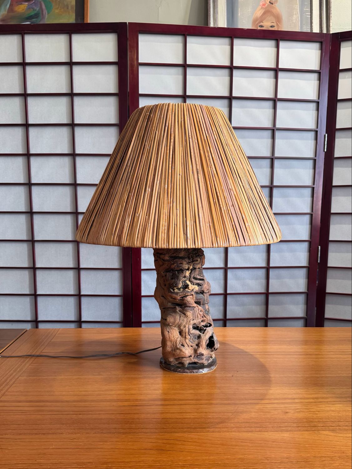 Handcrafted Burl Wood Lamp