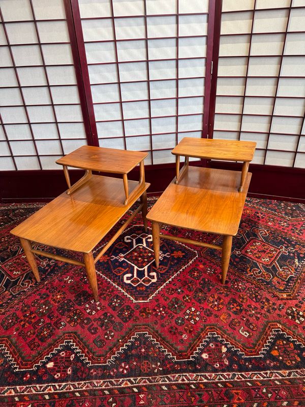 Mersman Mid Century 2-Tier Side Tables, pair