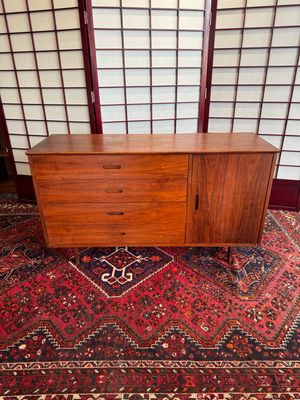Mid Century Wood Credenza w/ Cabinet &amp; Drawers