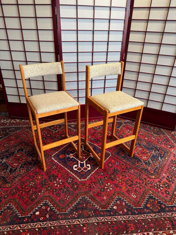 Danish Bar Stools in Tweed Weave
