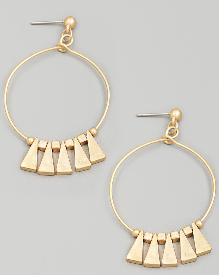 Circle Cutout Beaded Earrings, Colour: Gold