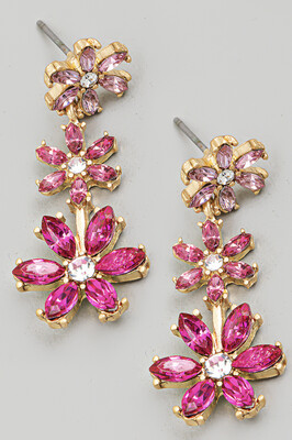 Floral Crystal Drop Earrings