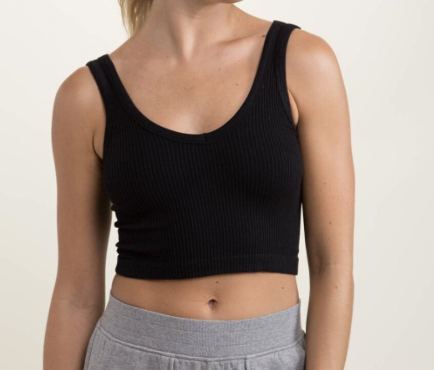 Seamless Crop Tank, Size: Small, Colour: Black