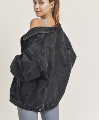 Boyfriend Denim Jacket, Colour: Charcoal, Size: Small