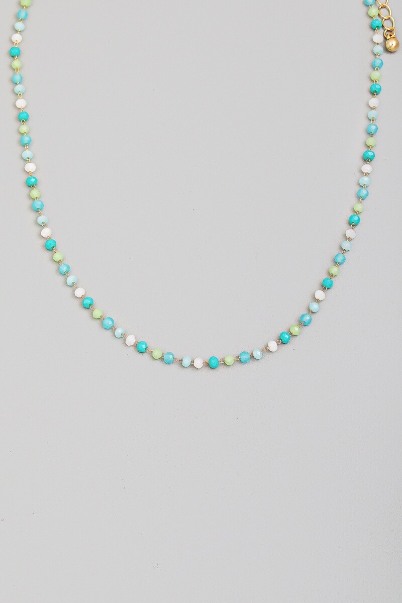 Glass Beaded Necklace, Colour: Aqua
