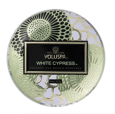 White Cypress Mini Tin Candle
