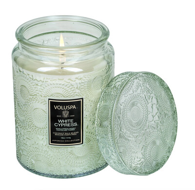 White Cypress Large Jar Candle