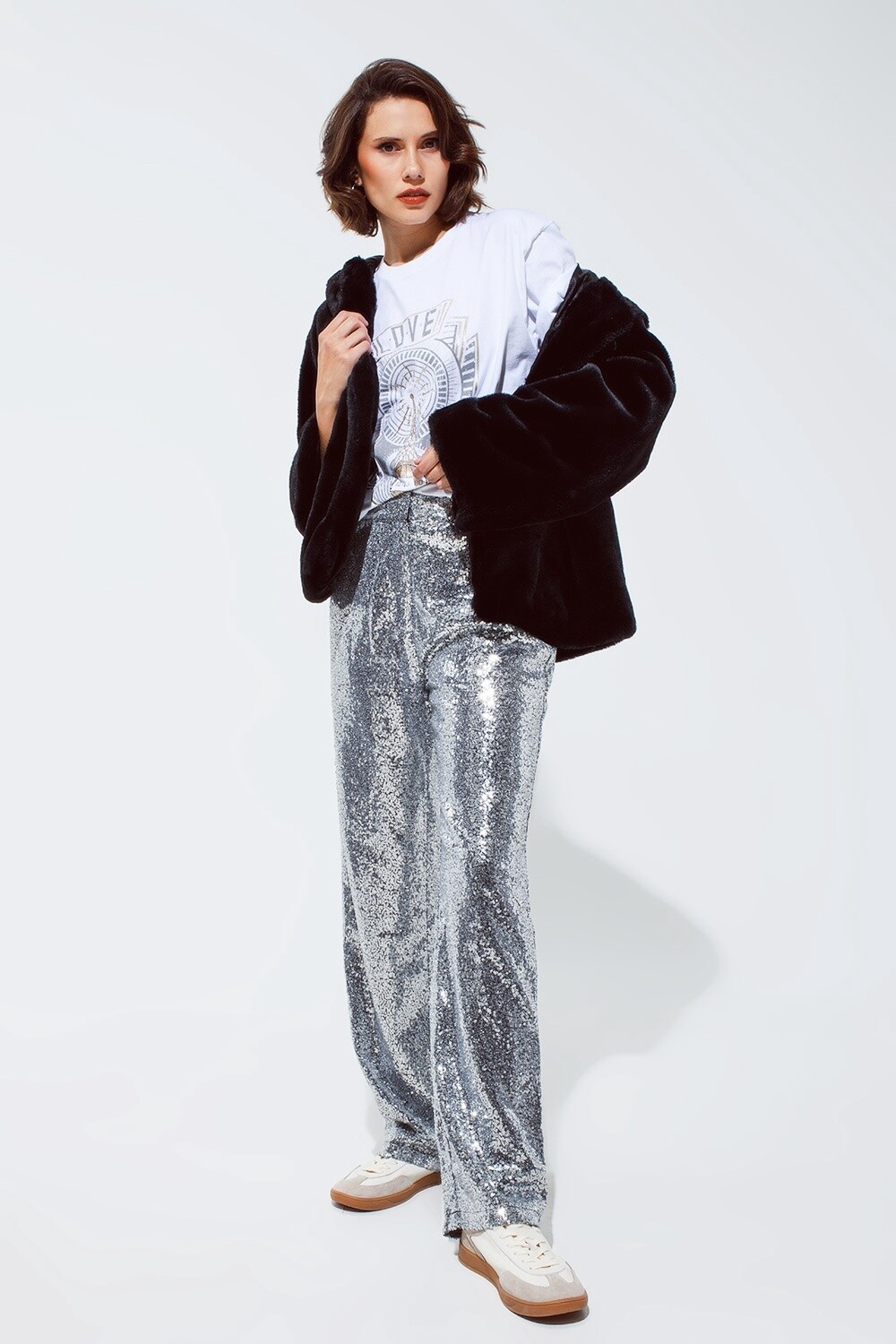Silver Sequin Trouser, Size: Small