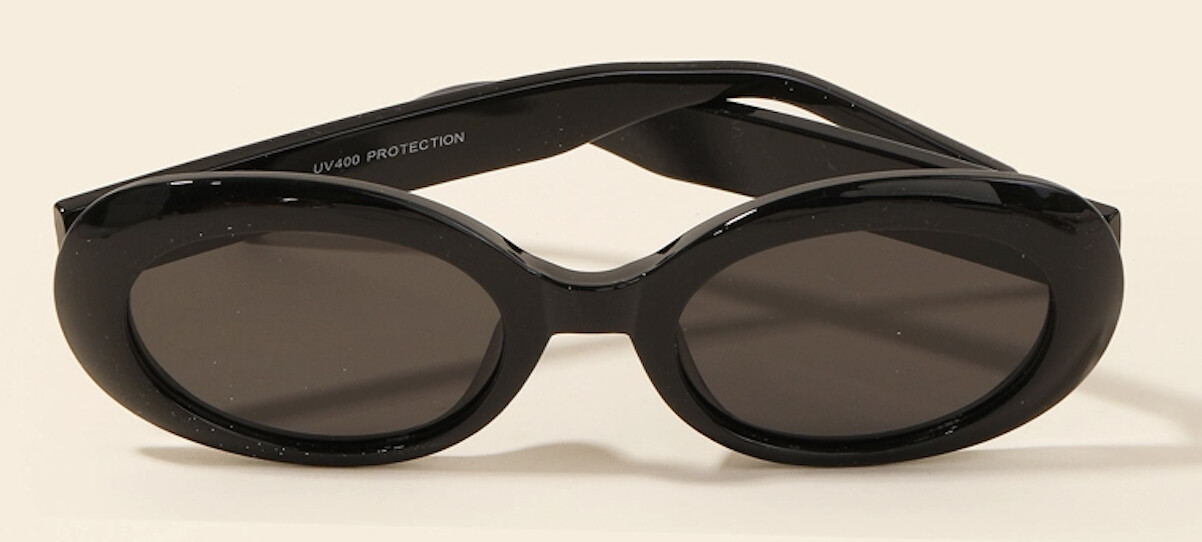 Acetate Oval Sunglasses, Colour: Black