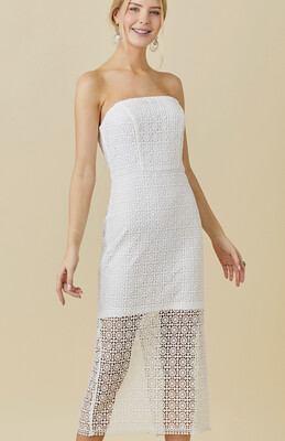Strapless Lace Midi Dress