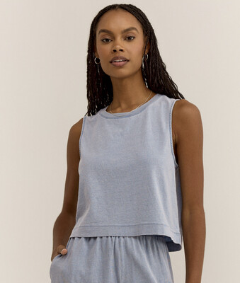 Sloane Jersey Denim Muscle Tank