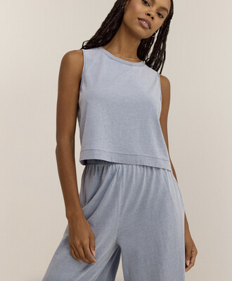 Sloane Jersey Denim Muscle Tank