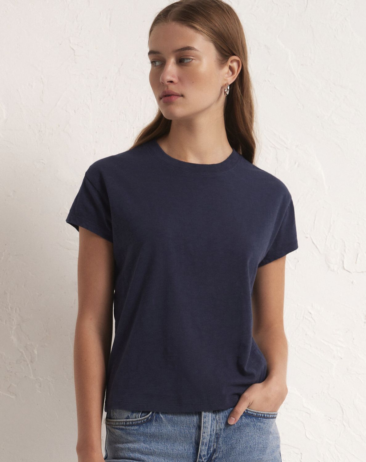 Modern Slub Tee, Colour: Navy, Size: Extra Small